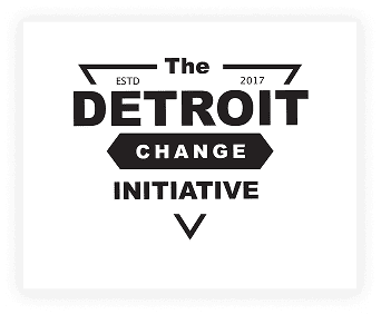 A black and white logo for the detroit change initiative.