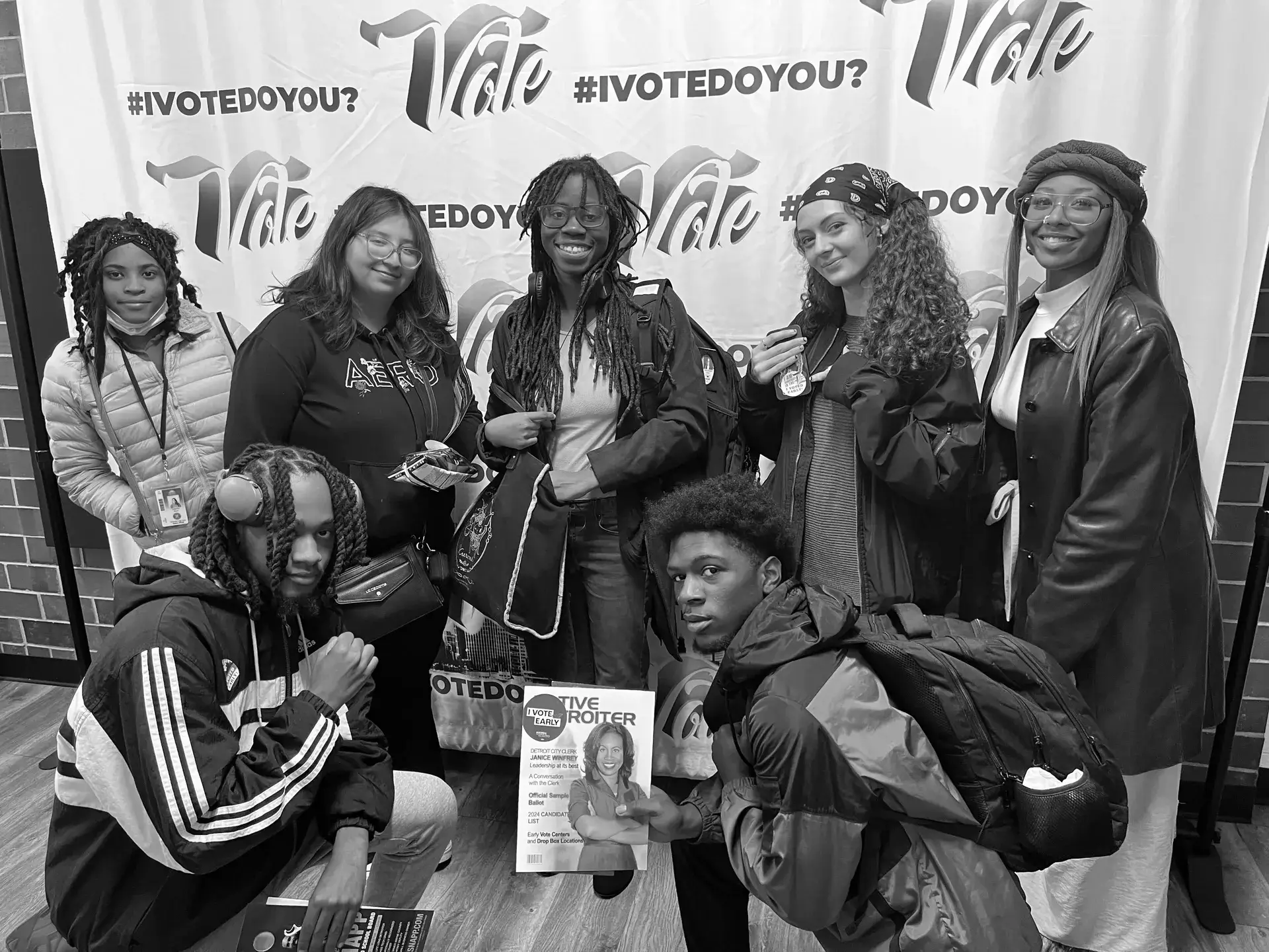 A group of people posing for a picture.
