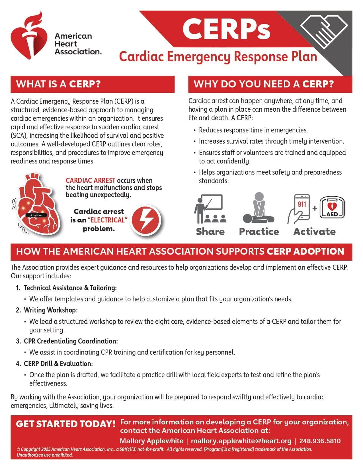 American Heart Association Cardiac Emergency Response Plan.